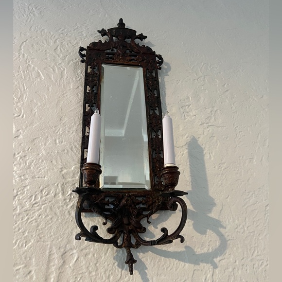 Antique mirror candle holder - Picture 1 of 4
